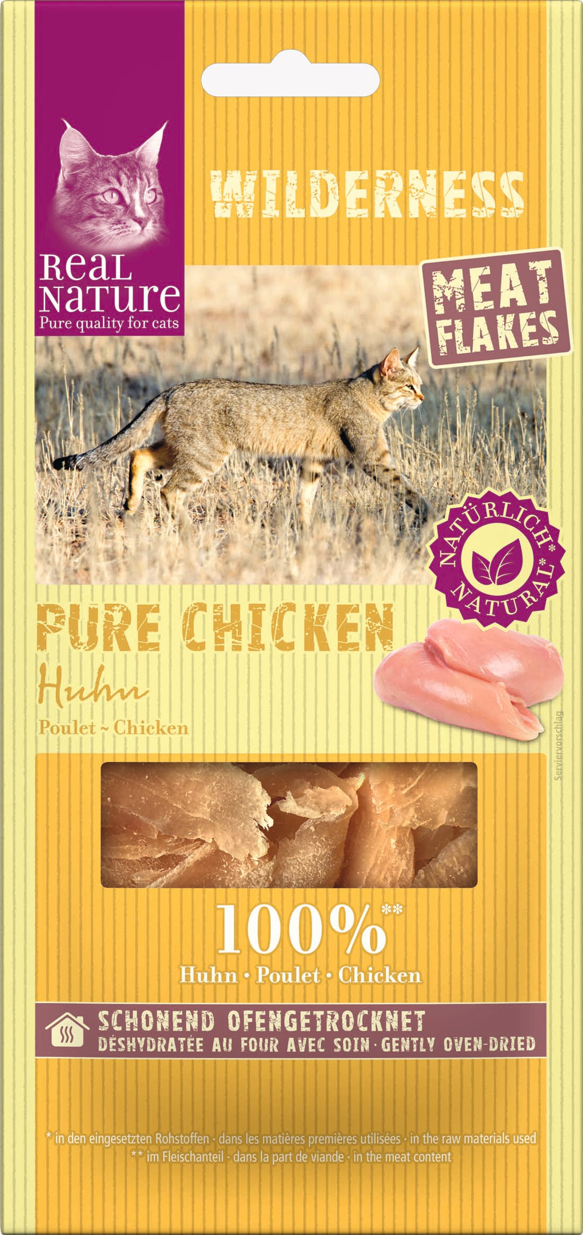 REAL NATURE Wilderness Meat Flakes macska jutalomfalat pure csirke