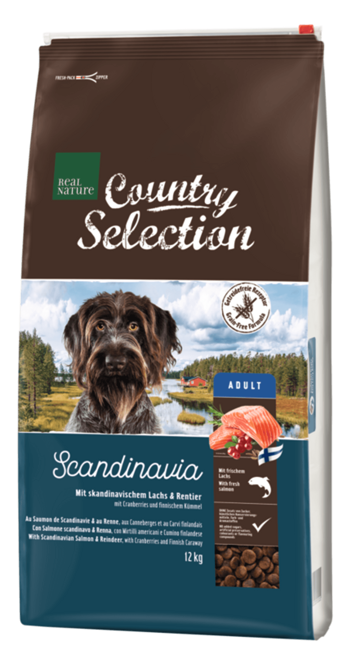 REAL NATURE Country Scandinavia kutya szárazeledel adult lazac&rénszarvas
