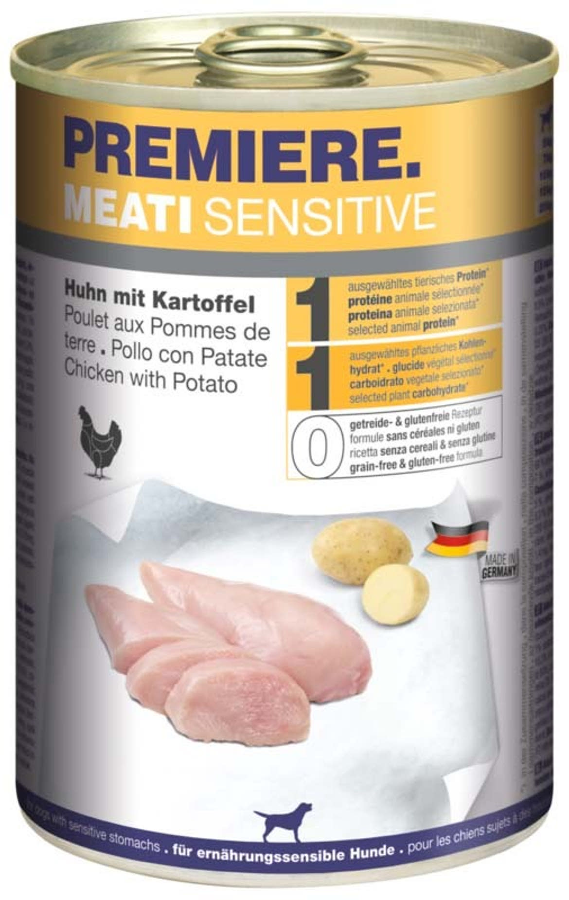 Premiere Meati Sensitive kutya konzerv adult csirke&burgonya