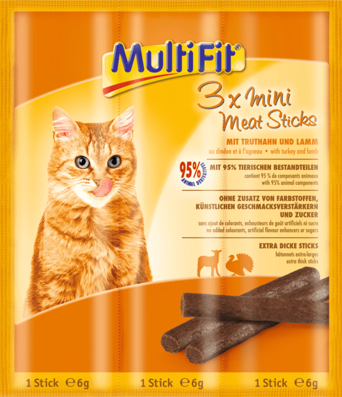 MultiFit Mini meat stick macska jutalomfalat pulyka&bárány 3x6g (18 g)