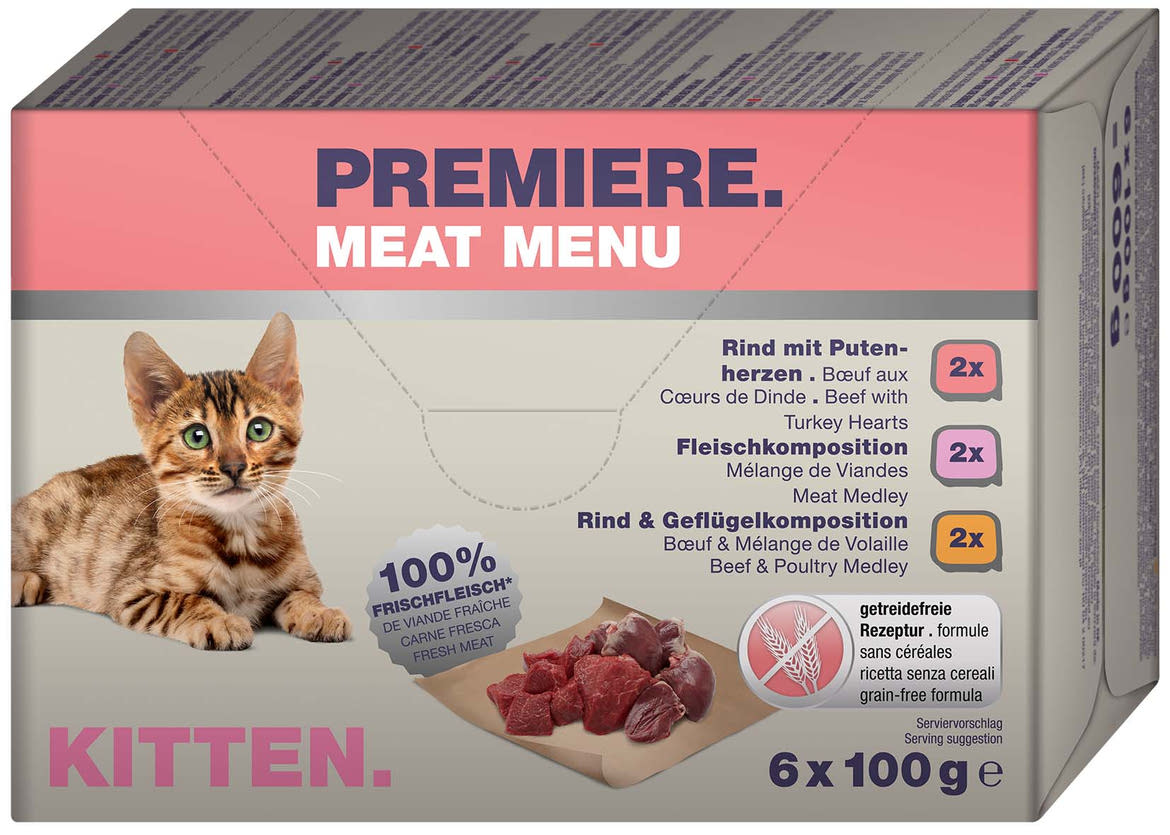 Premiere Meat Menu macska tálka MP kitten húsos 6x100g