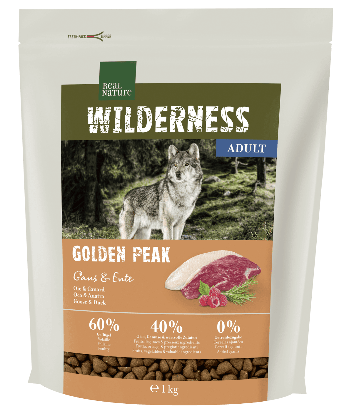 Real Nature Wilderness száraz kutyaeledel adult Golden Peak liba& kacsa