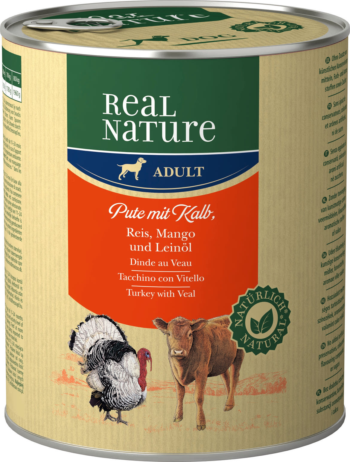 REAL NATURE Classic kutya konzerv adult pulyka&borjú
