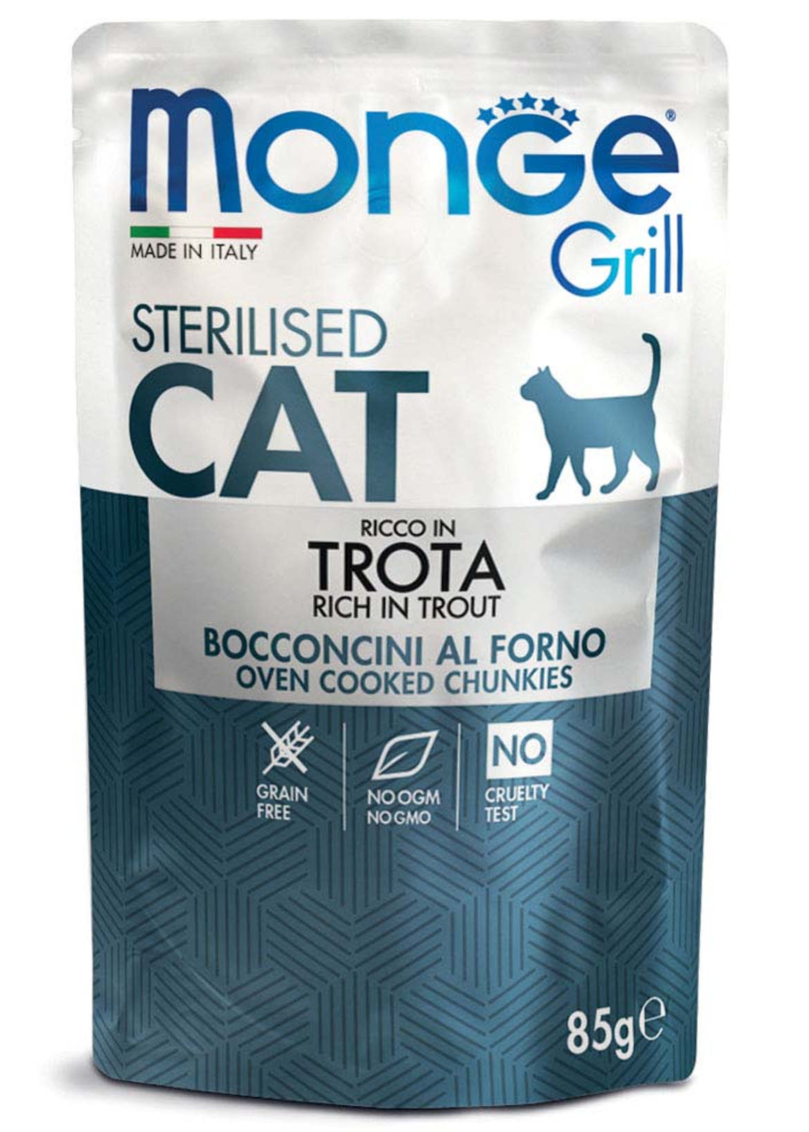 MONGE Grill macska tasak steril pisztráng