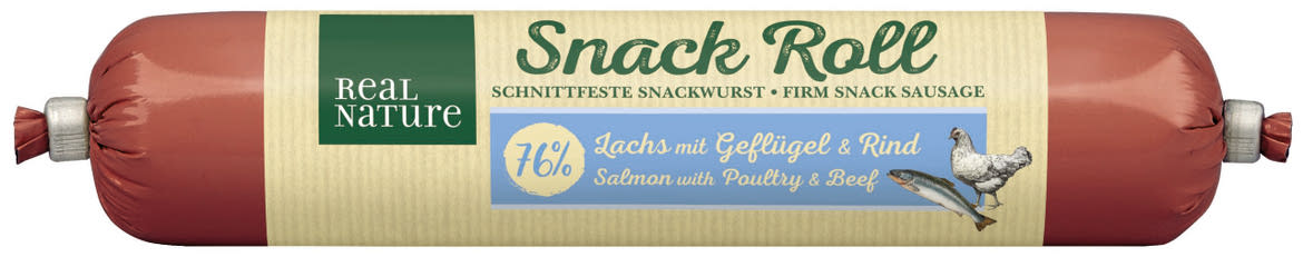 Real Nature Snack Roll kutya jutalomfalat lazac&szárnyas&marha