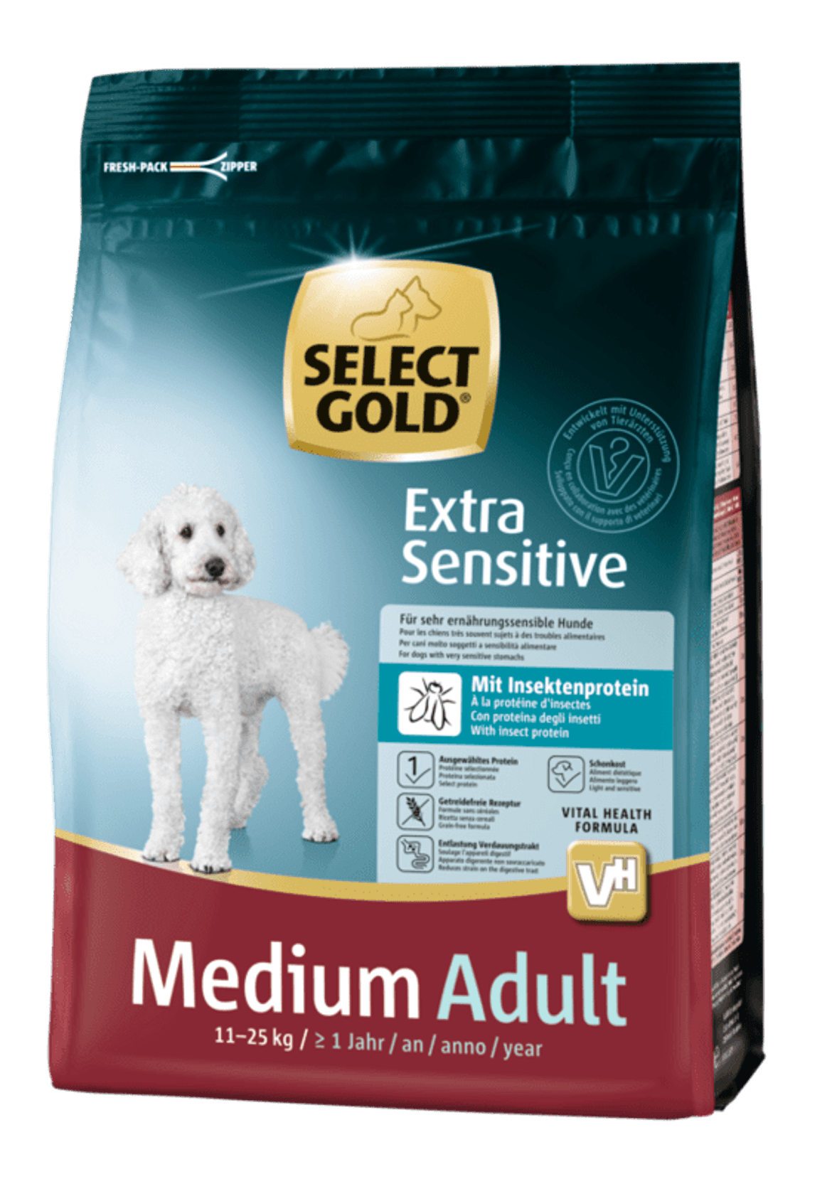 Select Gold Extra Sensitive száraz kutyaeledel medium adult rovarprotein