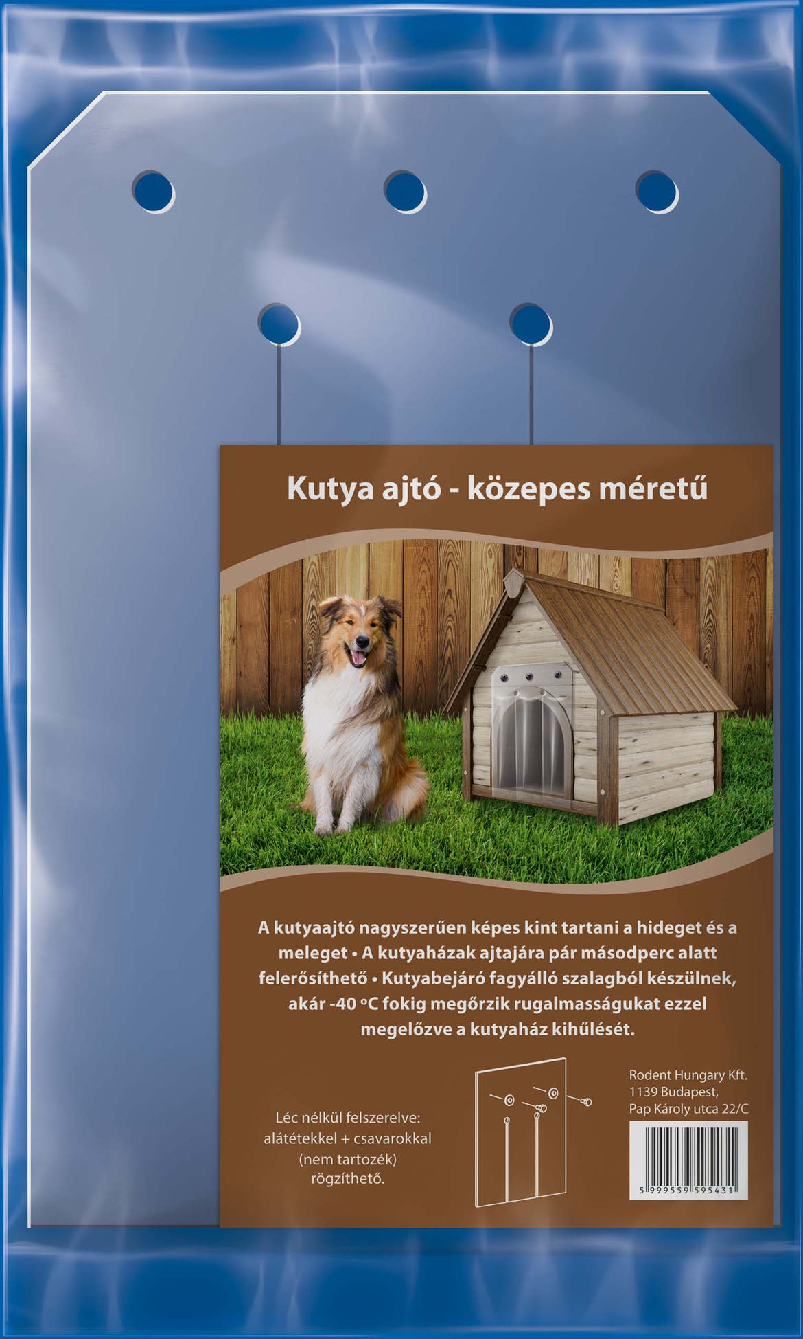 Kutyaházfüggöny átlátszó PVC M 30x45cm