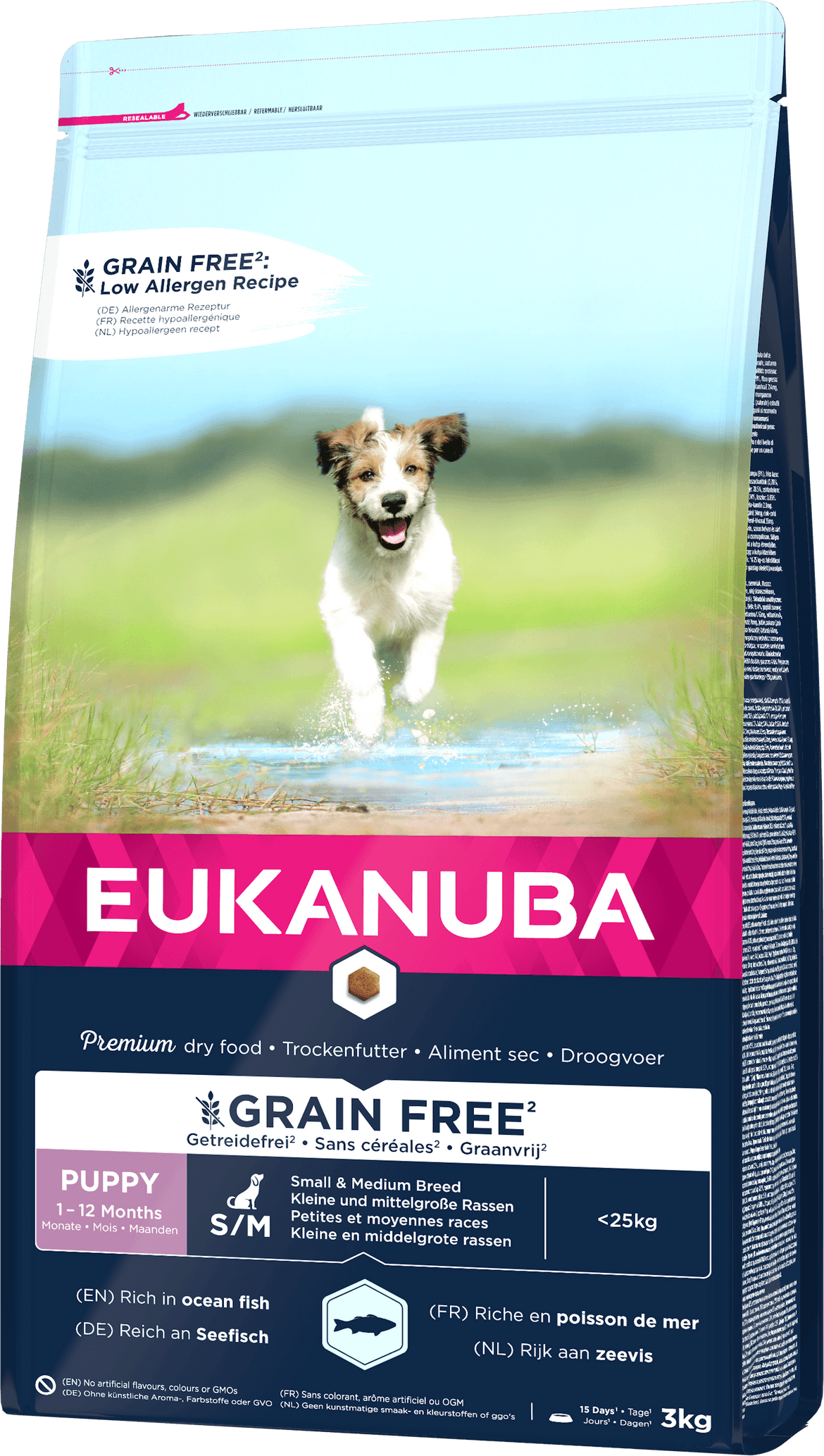 Eukanuba Grain Free Small & Medium száraz kutyaeledel puppy hal