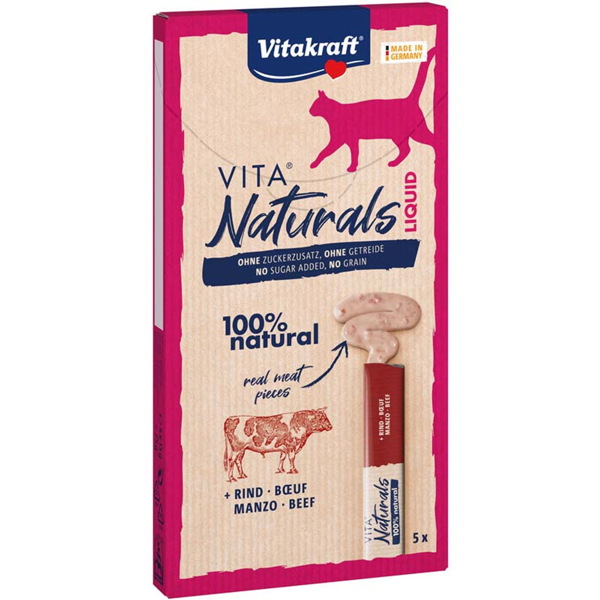 Vitakraft Naturals Liquid macska jutalomfalat marha 5x15g