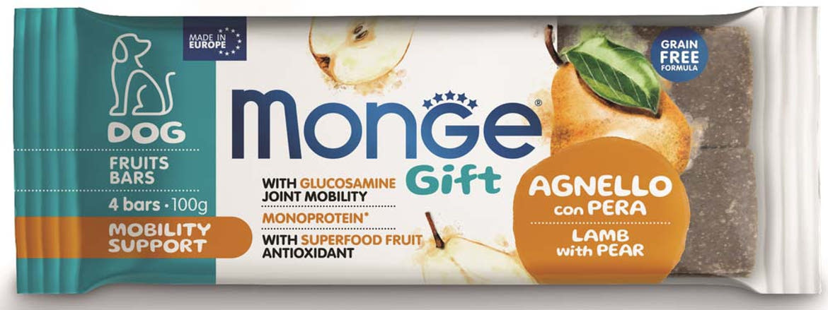 MONGE Gift Fruits Bars kutya jutalomfalat mobility bárány&körte