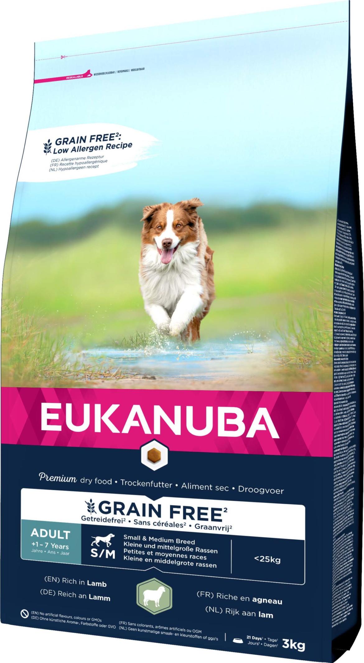 Eukanuba Small&Medium Adult gabonamentes száraz kutyaeledel bárány