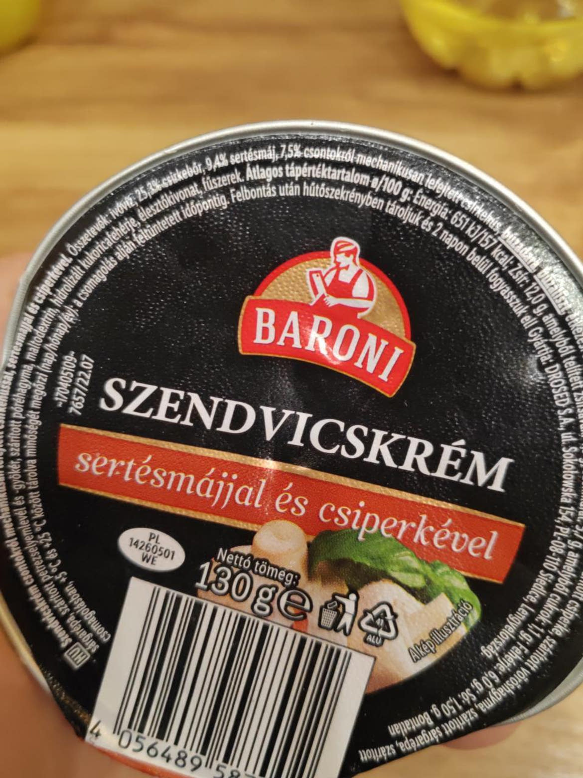 BARONI Szendvicskrém sertésmájjal, 130 g