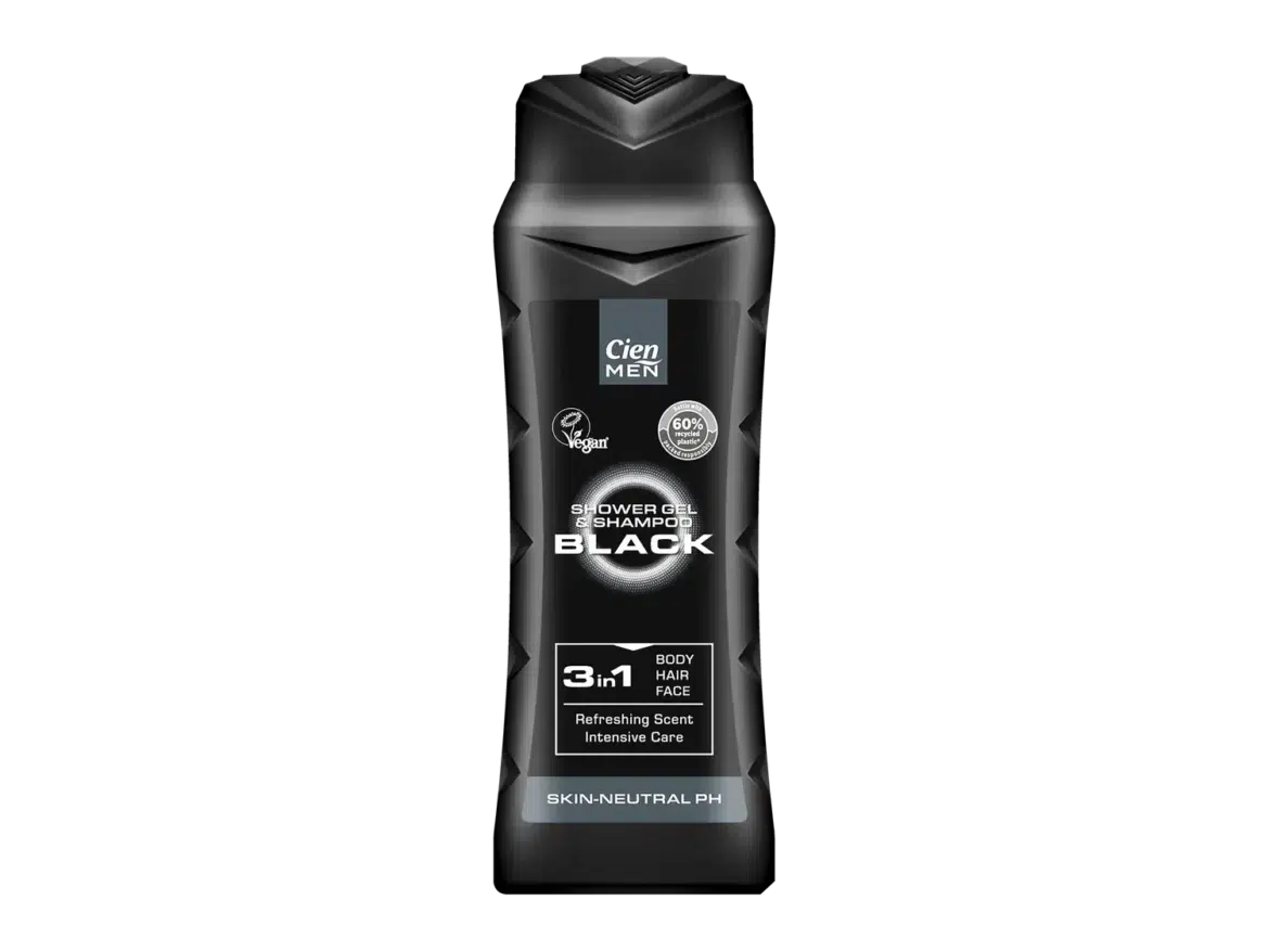 Cien 3 in 1 férfi tusfürdő és sampon black, 300 ml