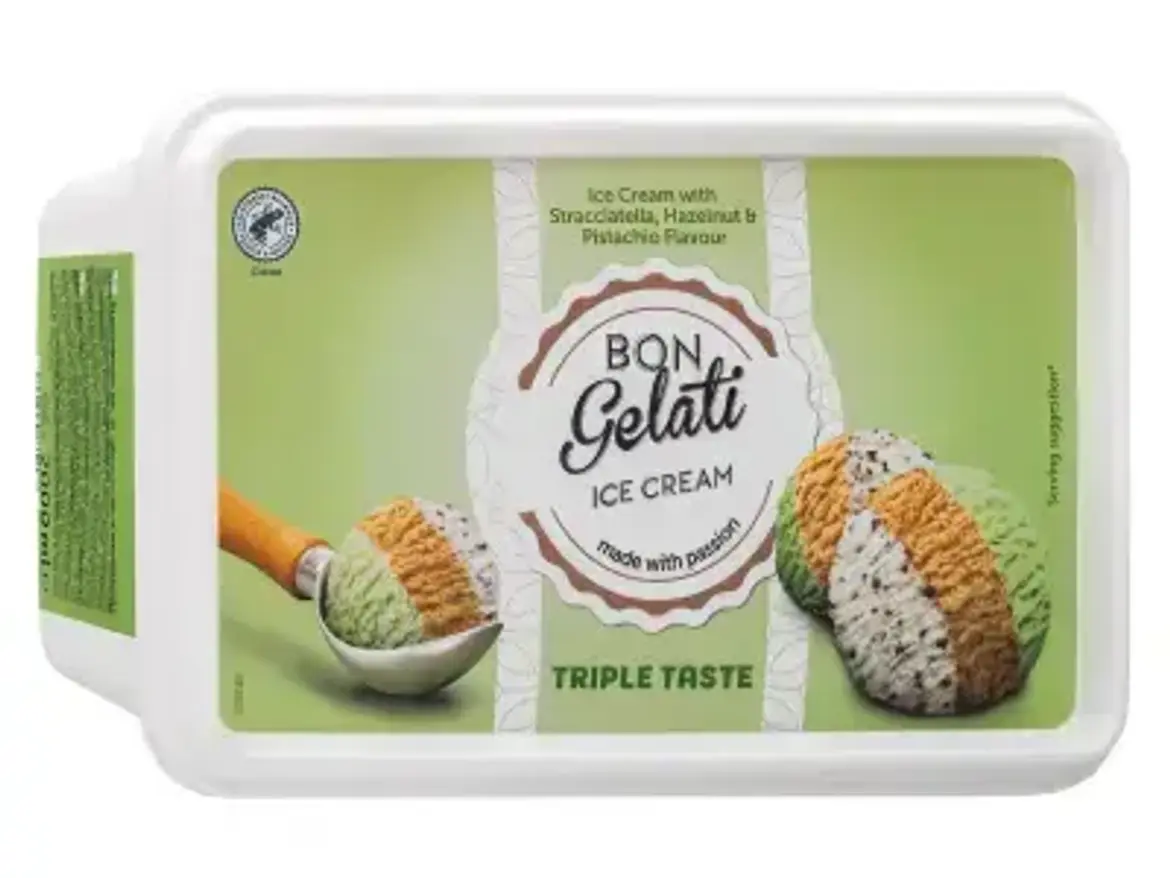 Bon Gelati Tricolor jégkrém pisztacia-mogyoró-sztracsatella