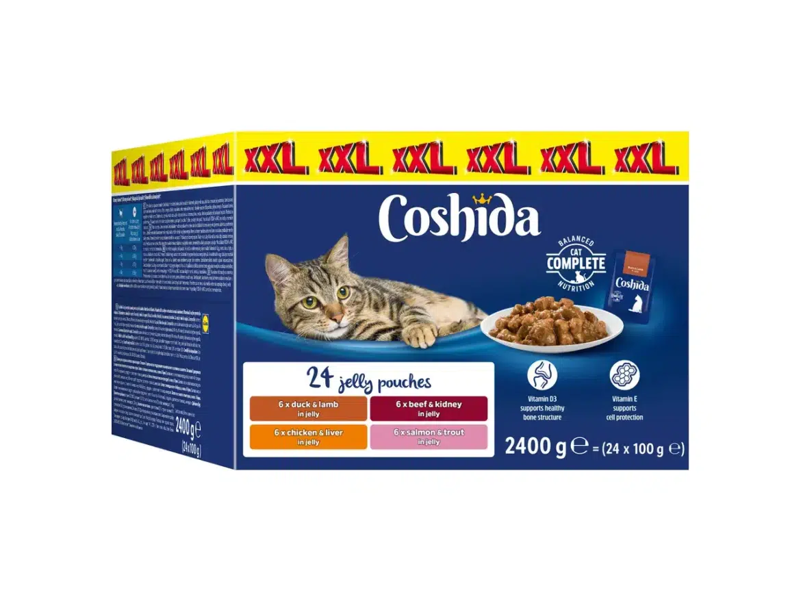 Coshida teljes értékű nedves állateledel kifejlett macskák számára, 24 x 100 g