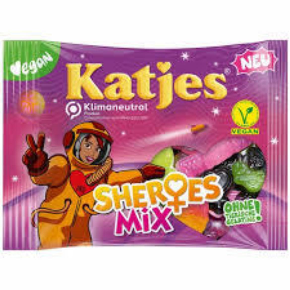 Katjes Trendy mix gumicukor SHEROES MIX gyümölcs ízű gumicukorkák,medvecukor és habcukor vegyesen,vegán