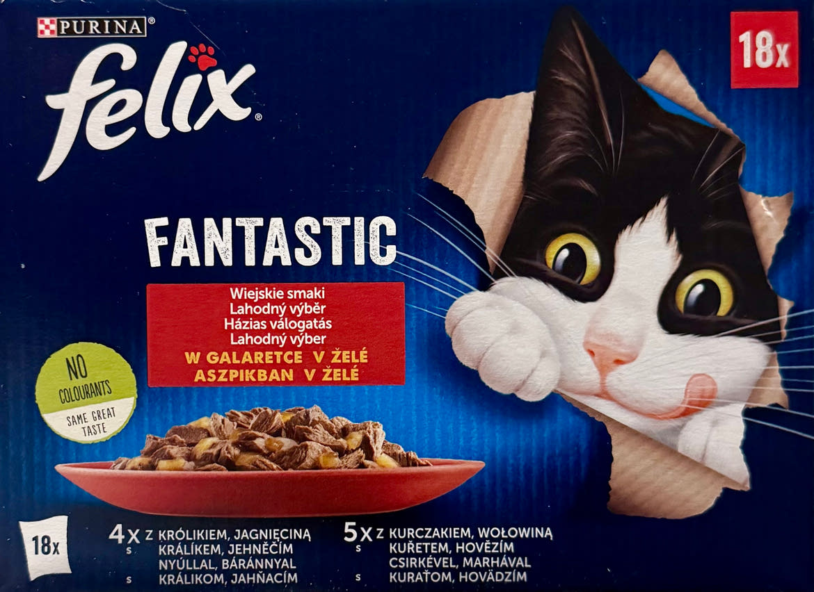 Felix Fantastic macskaeledel házias válogatás csirke-marha-nyúl-bárány 18x85 g