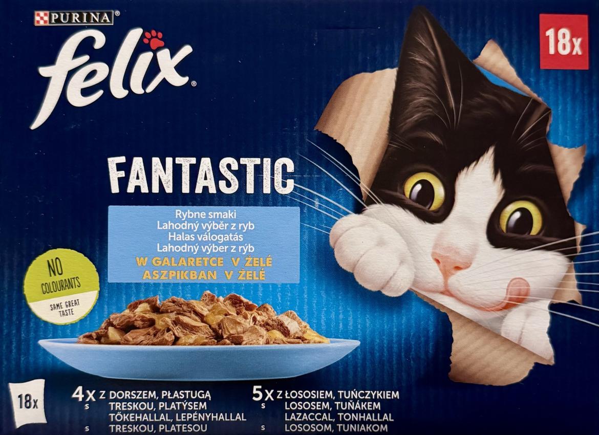Felix Fantastic macskaeledel halas válogatás lazac-tőkehal-tonhal-lepányhal 18x85 g
