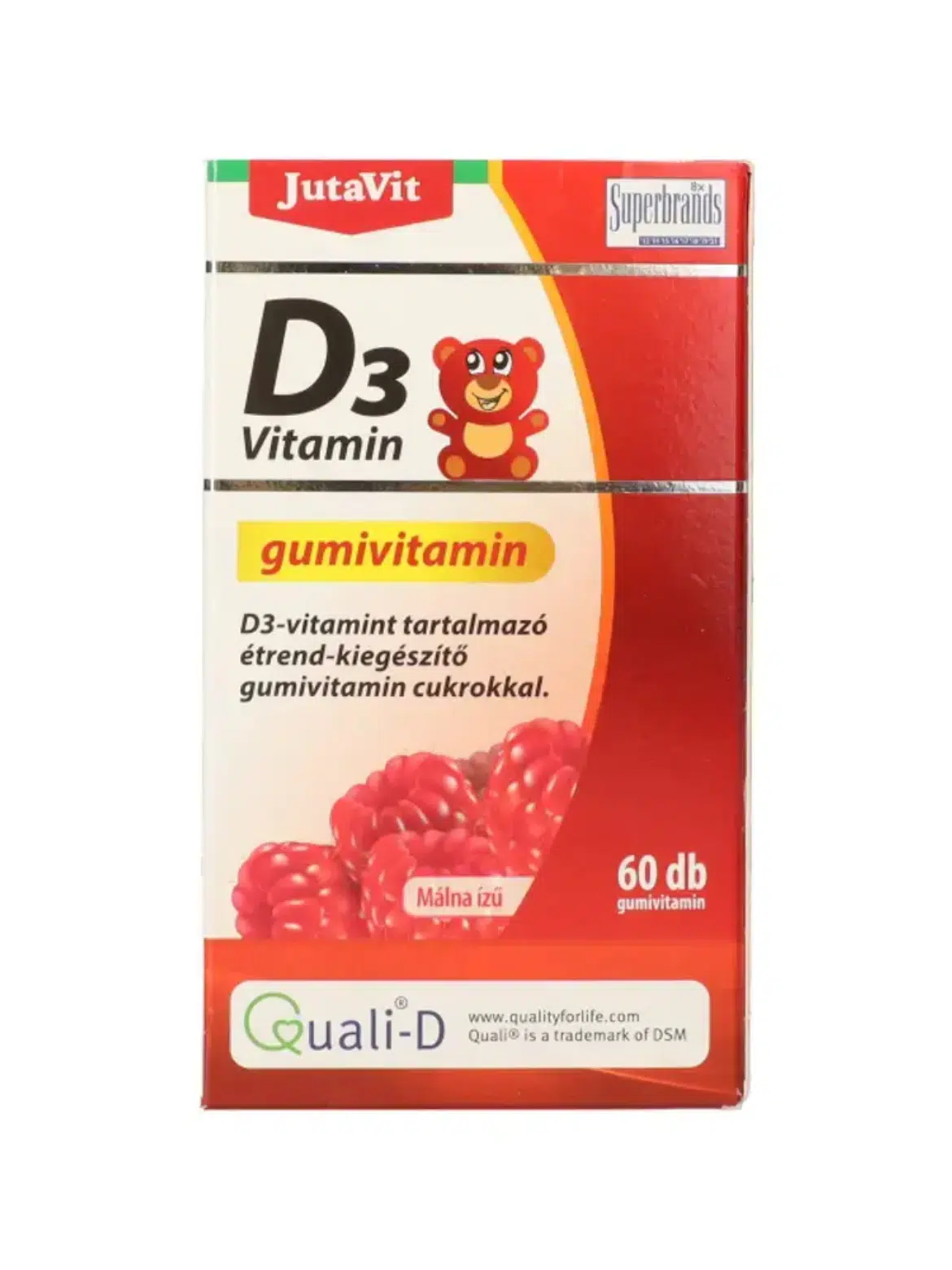 JutaVit Kalcium+D3-vitamin málna ízű gumivitamin 50 db