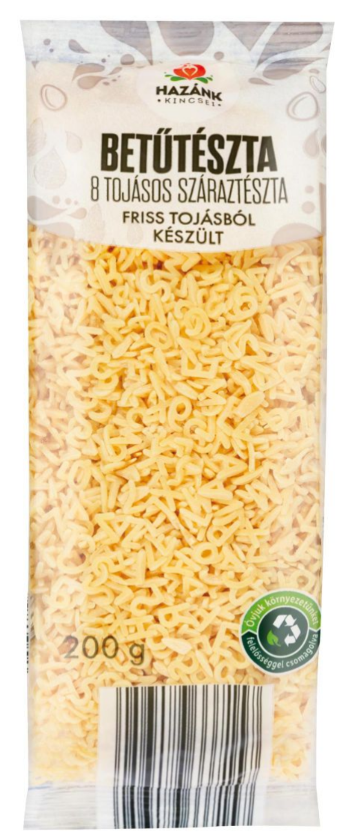 HAZÁNK KINCSEI Betűtészta 8 tojásos, 200 g