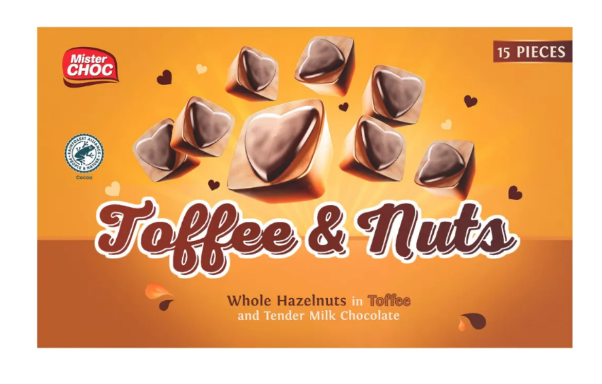Mister Choc Toffee & Nuts tejkaramella egész mogyoróval, 125 g