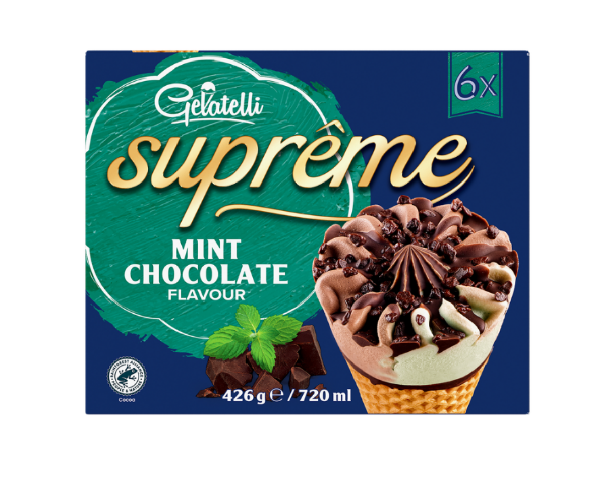 Gelatelli Menta-csokoládé tölcséres jégkrém 6db