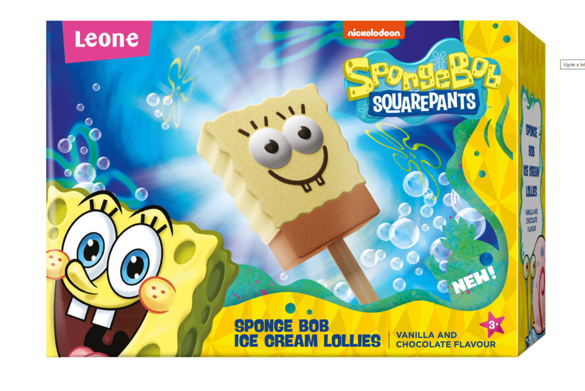 Leone Spongyabob pálcikás jégkrém vanília csokoládé ízű 4db