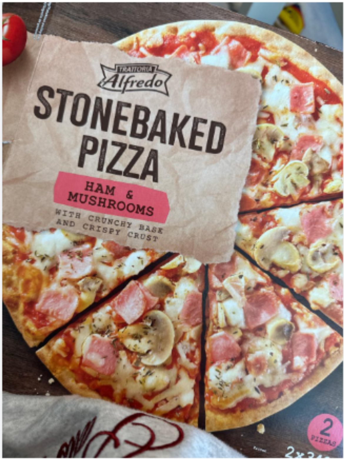 Trattoria Alfredo Pizza sonka-gombás kövön sütött, gyorsfagyasztott 2 x 340 g