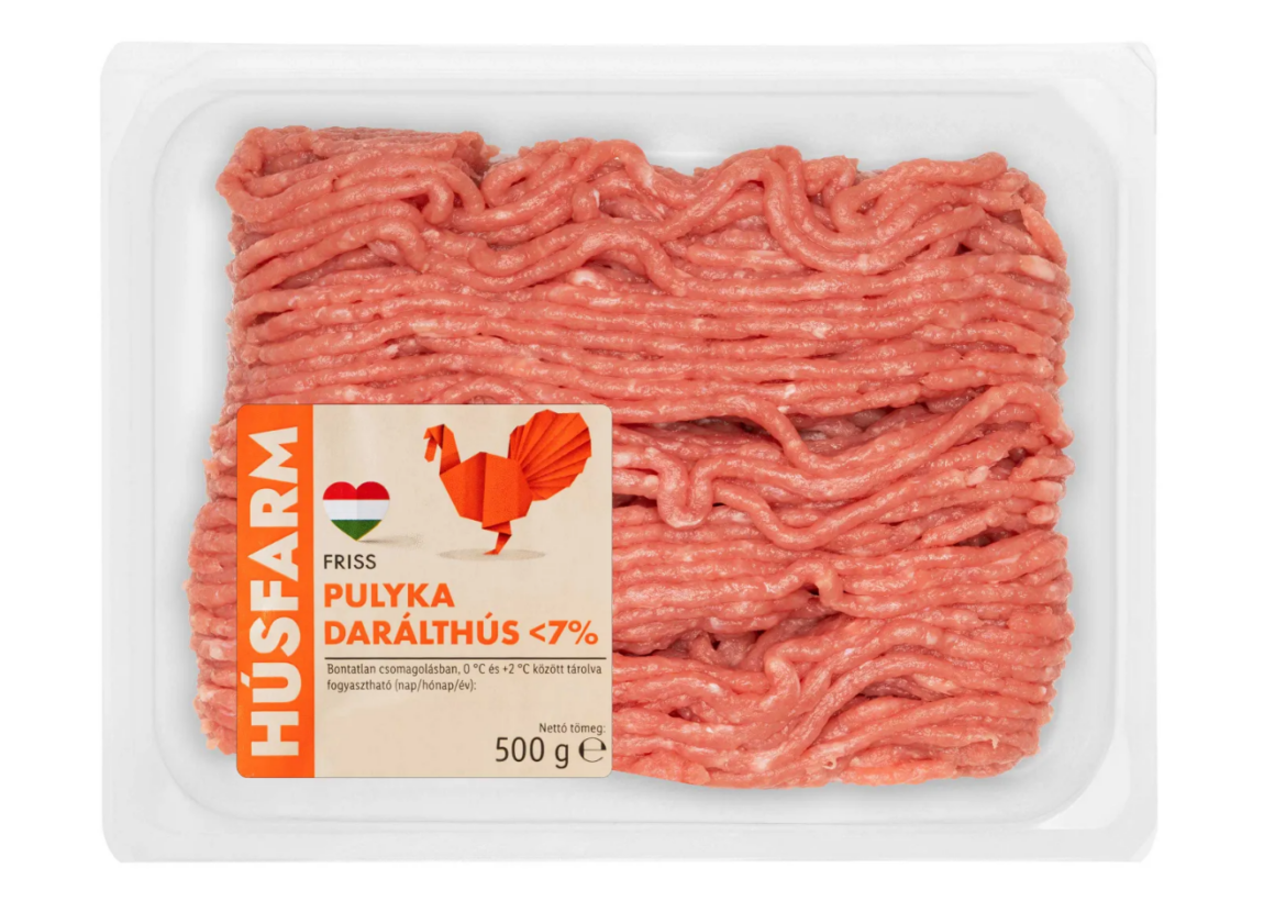 Húsfarm Friss, darált pulykahús zsírtartalom 7% alatt, 500 g