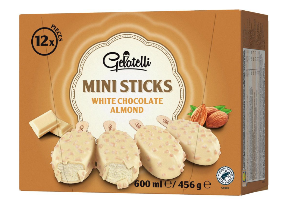 Bon Gelati Mini Sticks jégkrém fehér csokis 12x50 ml, 600 ml