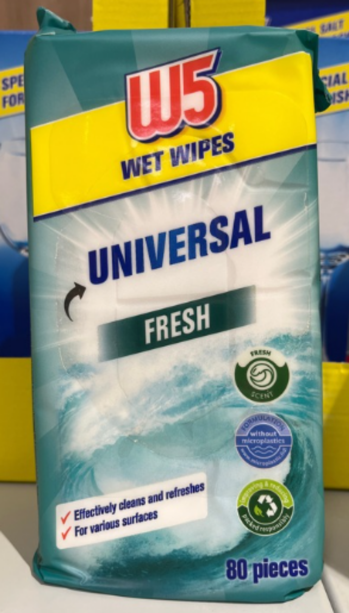 W5 Háztartási nedves Törlőkendő fresh, univerzális, 80 db