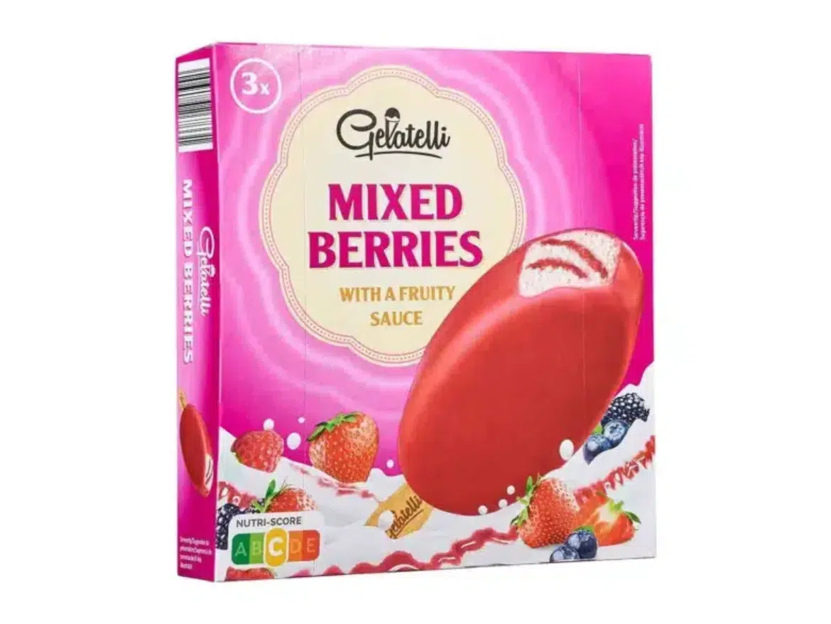 Gelatelli Fusion pálcikás jégkrém bogyós gyümölcsös, fehér és tejcsokoládéval 3x90 ml