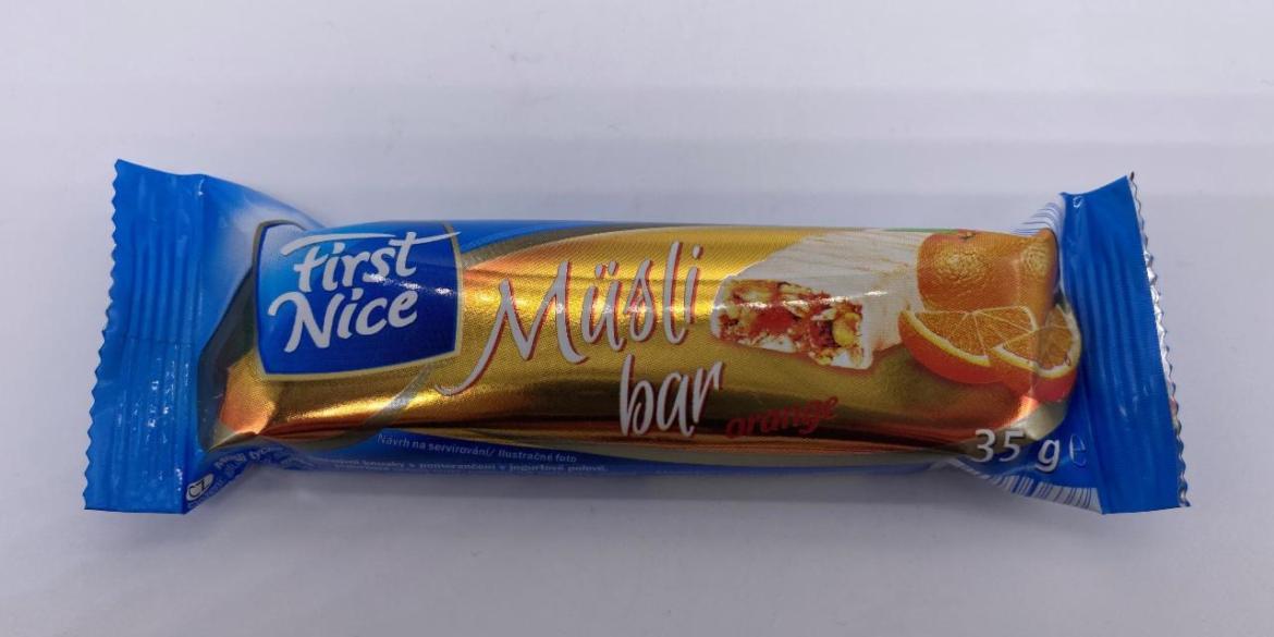 First Nice Müzli szelet narancs-joghurt bevont