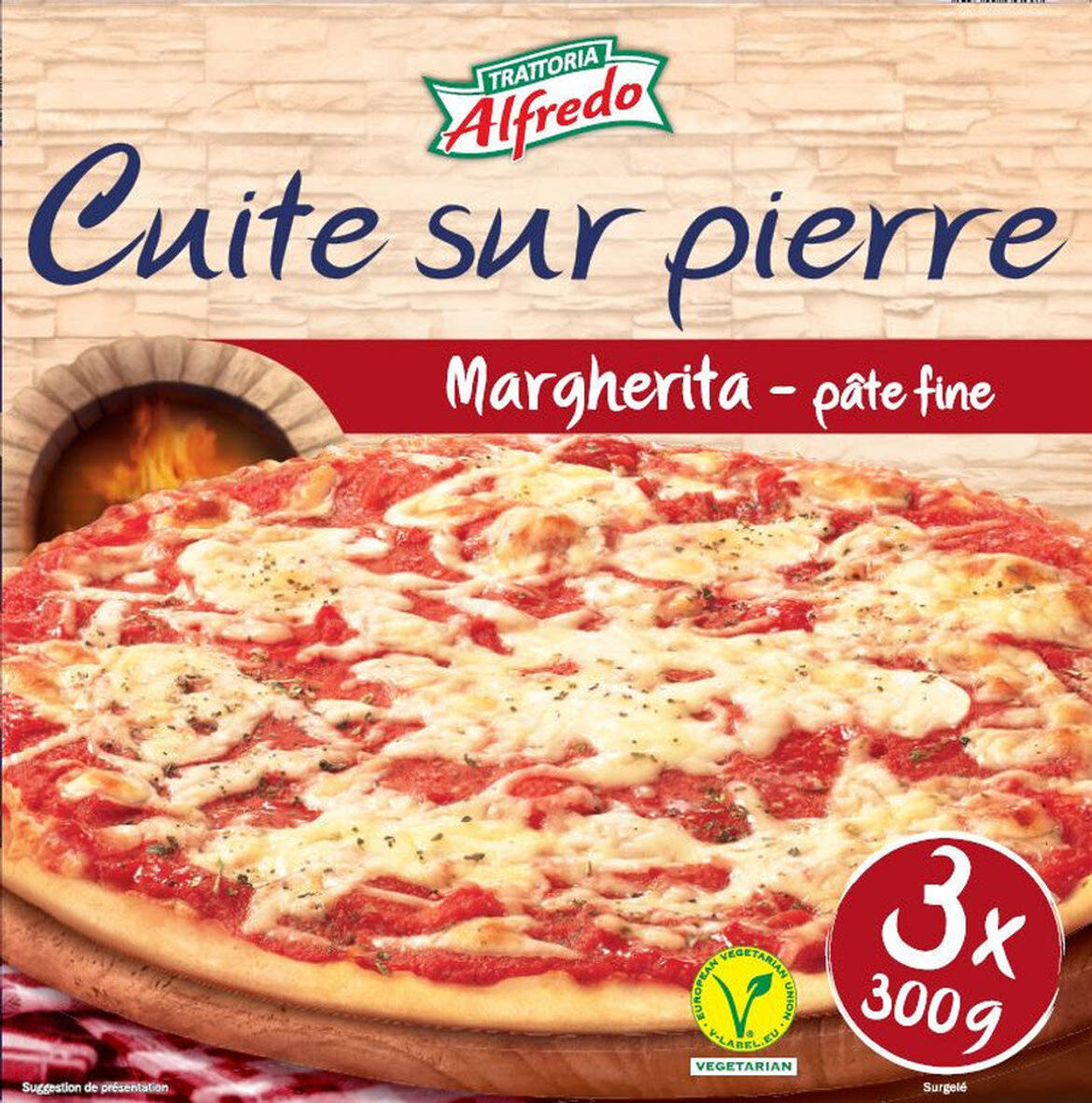 Trattoria Alfredo Pizza Margherita, kövön sütött, gyorsfagyasztott, 3 x 300 g