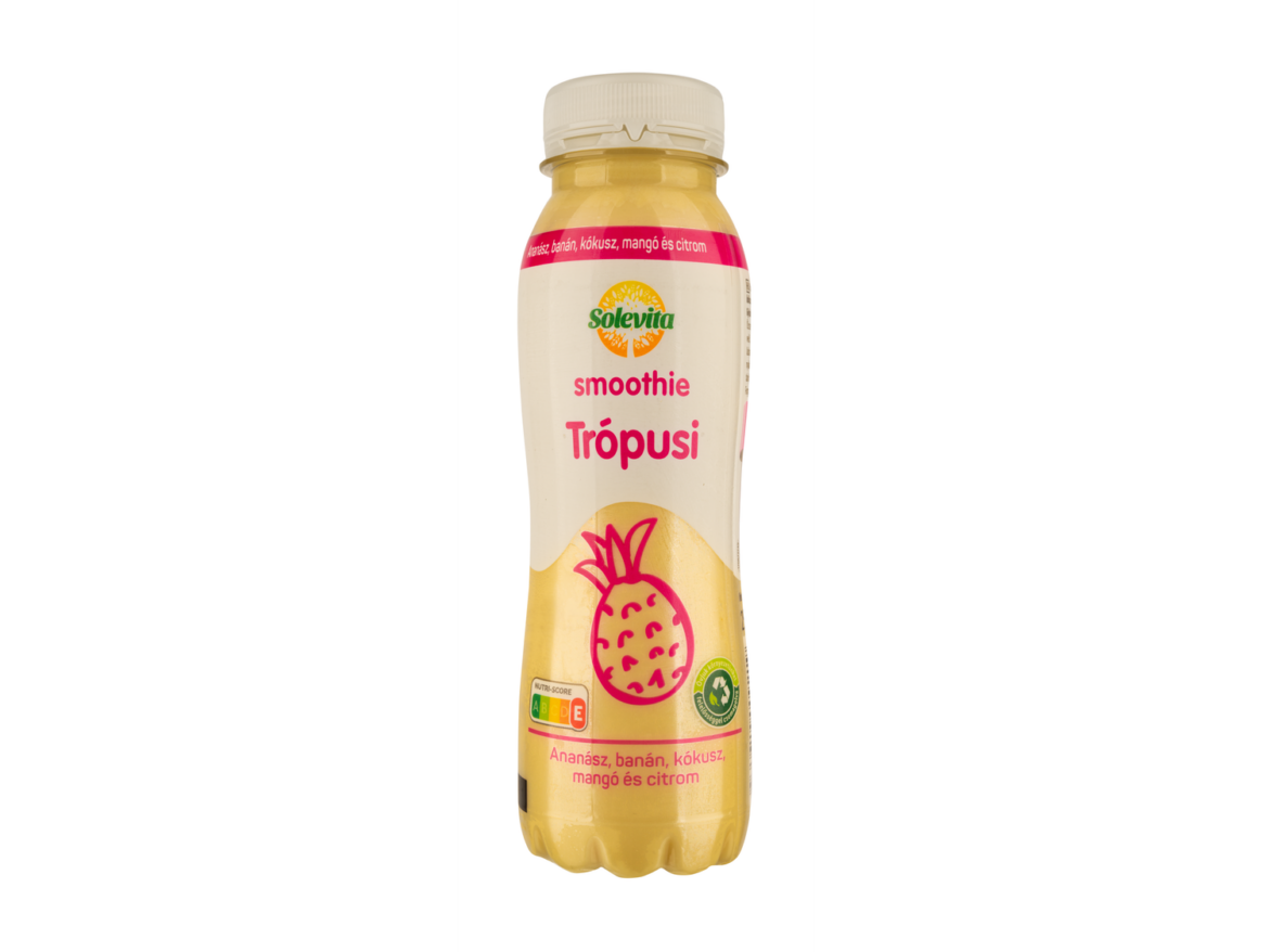 Solevita, Smoothie vegyes vegán gyümölcslé, 100% gyümölcstartalommal, ananász-banán-kókusz-mangó-citrom, + 50 ft betétdíj, 0,25 L