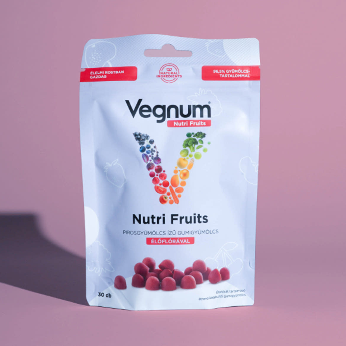Vegnum NutriFruits piros gyümölcs élőflórás gumigyümölcs
