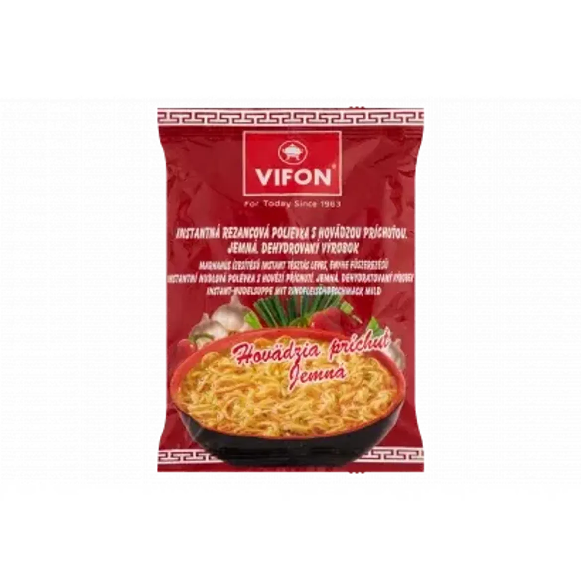 Vifon enyhe fűszerezésű, marhahús ízesítésű instant tésztás leves