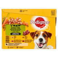 Pedigree teljes értékű vegyes válogatás eledel felnőtt kutyák részére sárgarépával 12 x 100 g