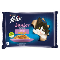 Felix Fantastic Junior Csirkével/Lazaccal aszpikban nedves macskaeledel 4 x 85 g