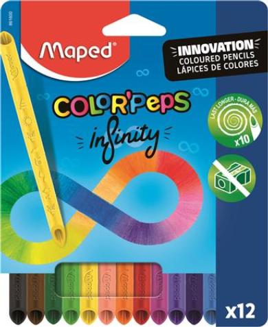 Színes ceruza készlet, háromszögletű, MAPED "Color`Peps INFINITY", 12 különböző szín
