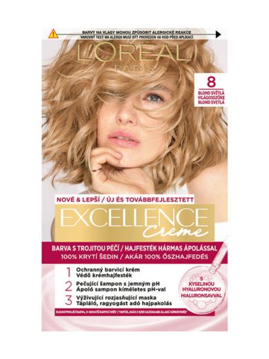 L'Oréal Paris Excellence krémes, tartós hajfesték 8 világosszőke