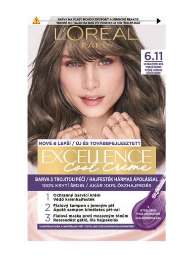 L'Oréal Paris Excellence krémes, tartós hajfesték COOL CRÉME 6.11 Extra hamvas sötétszőke
