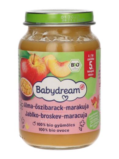 Babydream Bio 100% Gyümölcs Őszibarack- Maracuja 4/5 Hónapos Kortól