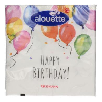 Alouette Happy Birthday szalvéta 3 rétegű 33x33 cm