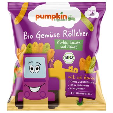 Pumpkin Bio Organics ropogós zöldség pufi sütőtökkel, paradicsommal és spenóttal 12 hónapos kortól