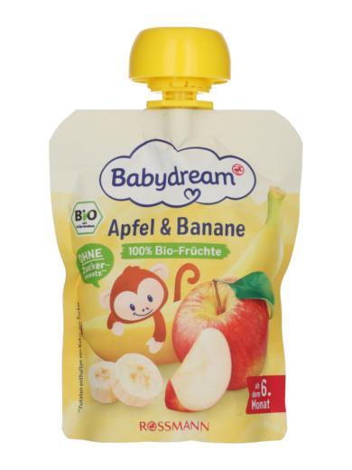 Babydream Bio gyümölcspüré 6 hónapos kortól, alma és banán
