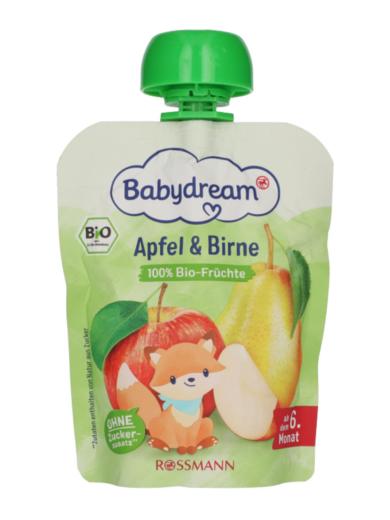 Babydream Bio gyümölcspüré 6 hónapos kortól,alma és körte