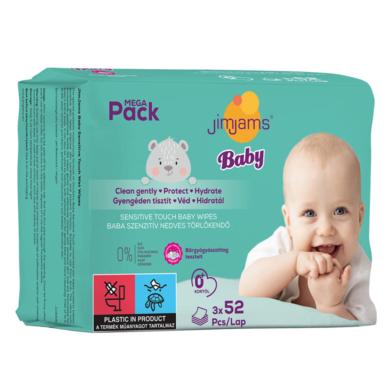 JimJams Baby nedves popsitörlőkendő multipack 3x52 db