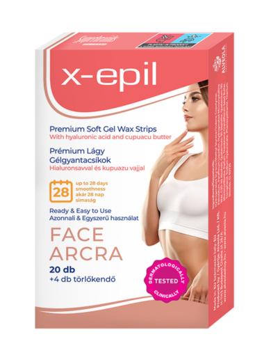 X-Epil hidratáló gélgyantacsíkok arcra hialuronsavval és kupuazu vajjal