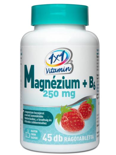 1x1 Vitamin Magnézium +B6 250mg rágótabletta epres